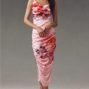 Anthropologie Pink Floral Dress gorgeous for prom wedding guest cocktail